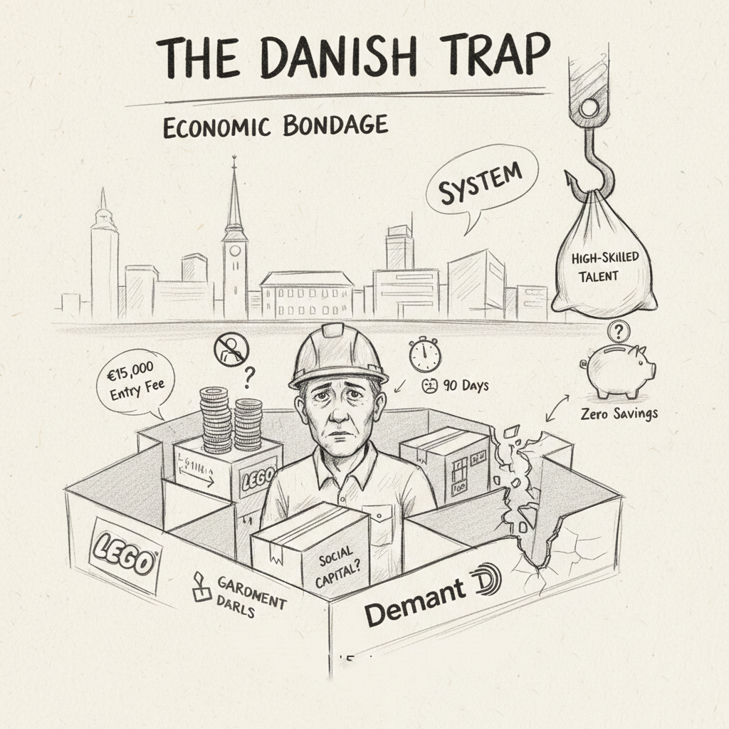 Sketch of an engineer trapped in a Danish bureaucratic system